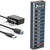 Huby USB - Reagle HUB USB 3.1 PRO Aktywny 11 Portów USB-A Zasilacz 36W - miniaturka - grafika 1