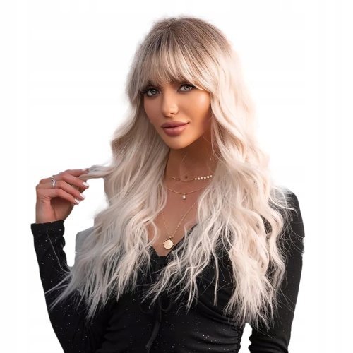Peruka jasny blond platynowy fale + czepek peruki
