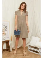 Sukienki - Rodier Lin Lniana sukienka w kolorze szarobrązowym - miniaturka - grafika 1