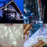 Oświetlenie świąteczne - Fiqops 10m 200 LED Lampki choinkowe z lodowym deszczem Lampki choinkowe z lodowym deszczem Łańcuch świetlny kurtyna świetlna impreza IP44 zewnętrzna wewnętrzna zimna biel - miniaturka - grafika 1