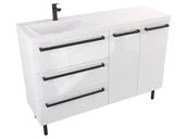 Szafki łazienkowe - Szafka Stojąca Z Umywalką ATH 120 cm SD Lewa - Biały Wysoki Połysk - Uchwyty Czarne Matowe - miniaturka - grafika 1
