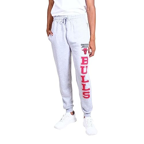 Ultra Game NBA Official Men’s Super Soft Game Day Jogger Sweatpants - Unisex, Chicago Bulls, Heather Gray, X-Large