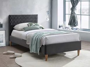 Łóżko Małżeńskie Azurro Velvet 90X200 Szare Signal - Łóżka - miniaturka - grafika 1