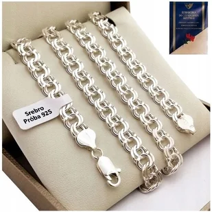 Elegancki Srebrny Łańcuszek Naszyjnik Męski Garibaldi 75cm Srebro Próba 925 - Naszyjniki męskie - miniaturka - grafika 1