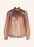 Bluzki damskie - Luisa Cerano Bluzka Jedwabna Z Błyszczącą Przędzą rosegold - miniaturka - grafika 1
