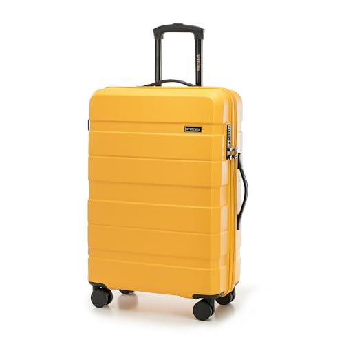 WITTCHEN COMODO Line walizka z tworzywa ABS, uchwyt teleskopowy TSA, zamek TSA, 4 podwójne koła, żółty, Mittlerer koffer, Średnia walizka