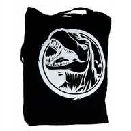 Torby i wózki na zakupy - TORBA bawełniana czarna 220g z nadrukiem DINOZAUR siatka na zakupy torebka - miniaturka - grafika 1