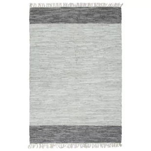 vidaXL Ręcznie tkany dywanik Chindi, skórzany, 190x280 cm, szary - Dywany - miniaturka - grafika 1