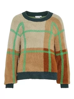 Swetry damskie - Vila Vihallo L/S O-Neck Jacquard Knit Top/Pb sweter z dzianiny, zielony, XL - grafika 1