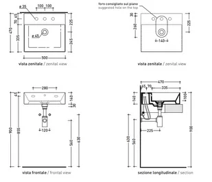 Flaminia App Umywalka wisząca lub nablatowa 50x47 cm biała AP5047 - Umywalki - miniaturka - grafika 2