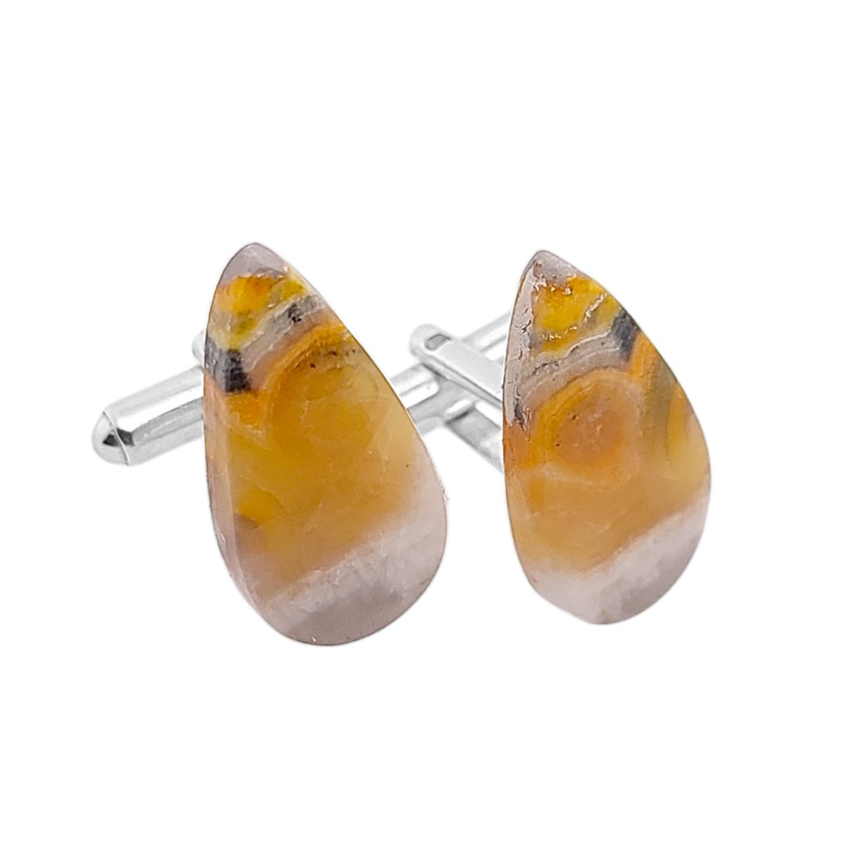 Srebrne spinki do mankietów Jaspis BumbleBee Jaspis Trzmieli (S1394) Srebro [925]