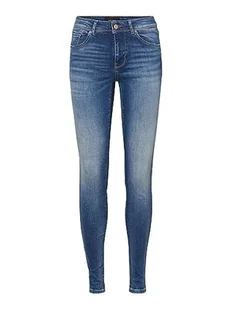 VERO MODA spodnie damskie, niebieski (medium blue denim), XL Wąska Talia - Spodnie damskie - miniaturka - grafika 1