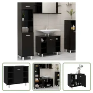 Szafki łazienkowe - The Living Store Szafka łazienkowa czarna 60x32x53,5 cm Materiał drewnopochodny - miniaturka - grafika 1