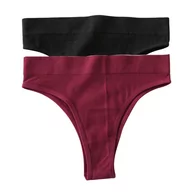 Majtki damskie - Stringi z wysokim stanem 2 szt. - Czarny + czerwony L/XL - miniaturka - grafika 1