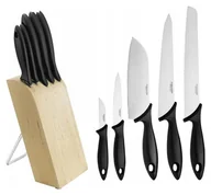 Noże kuchenne - Fiskars Essential 1023782 5 noży + Blok brązowy - miniaturka - grafika 1