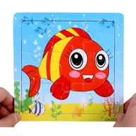 Puzzle - Drewniane Puzzle W Ramce Układanka Edukacyjna Rybka - miniaturka - grafika 1