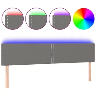 Lumarko Zagłówek do łóżka z LED, ciemnoszary, 200x5x78/88 cm, tkanina - Inne meble do sypialni - miniaturka - grafika 3