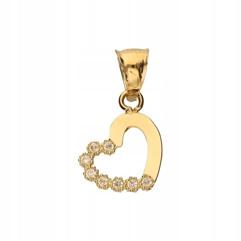 Elegancka Złota Zawieszka 585 Serce ramka z jasnymi cyrkoniami 14K wisiorek