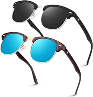 Okulary przeciwsłoneczne - Okulary przeciwsłoneczne LINVO Polarised Half Frame UV400 Black Grey Tortoise Blue - miniaturka - grafika 1