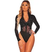 Body - Błyszczące body z długim rękawem - miniaturka - grafika 1