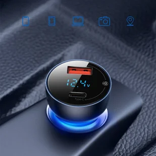 Baseus ładowarka samochodowa USB / USB Typ C 65 W 5 A SCP Quick Charge 4.0+ Power Delivery 3.0 ekran LCD przezroczysty (CCKX-C0A) - Ładowarki samochodowe - miniaturka - grafika 13