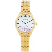Zegarki damskie - Złoty damski zegarek z kwiatami PACIFIC X6155-07 - miniaturka - grafika 1