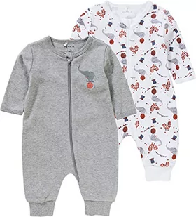 NAME IT Piżama dla niemowląt, dwupak, bawełna organiczna, szary melanż, 98 - Śpiochy dla niemowląt - miniaturka - grafika 1