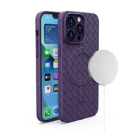 Etui i futerały do telefonów - Etui pokrowiec plecionka do iPhone 15 z MagSafe Woven Case fioletowy HURTEL - miniaturka - grafika 1
