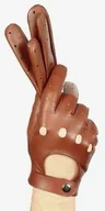 Rękawiczki - Skórzane rękawiczki samochodowe - jasny brąz, koniakowe - miniaturka - grafika 1