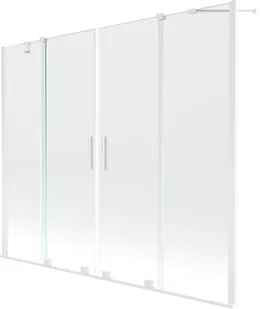 Mexen Velar Duo parawan nawannowy 2-skrzydłowy przesuwny 180 x 150 cm, transparent, biały - 896-180-000-02-20 - Parawany nawannowe - miniaturka - grafika 1