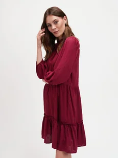 Burgundowa sukienka tkaninowa - Sukienki - miniaturka - grafika 1