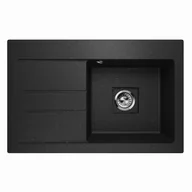 Zlewozmywaki - Zlewozmywak granitowy Ociekacz wbudowywany Qube 1.0 Black Metallic L Syfon 10378 - miniaturka - grafika 1