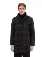 Płaszcze męskie - TOM TAILOR męski płaszcz wełniany, 32524 – Dark Grey Wool Check, XL - miniaturka - grafika 1