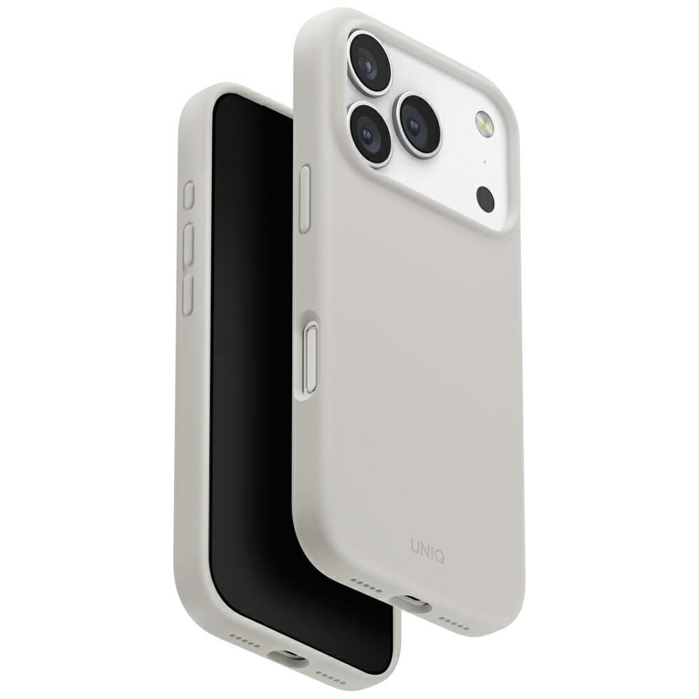 Etui UNIQ Lino do iPhone 17 Pro Magclick Charging jasno szary