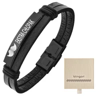 Bransolety męskie - Bransoletka z GRAWEREM męska / damska skórzana bla - miniaturka - grafika 1