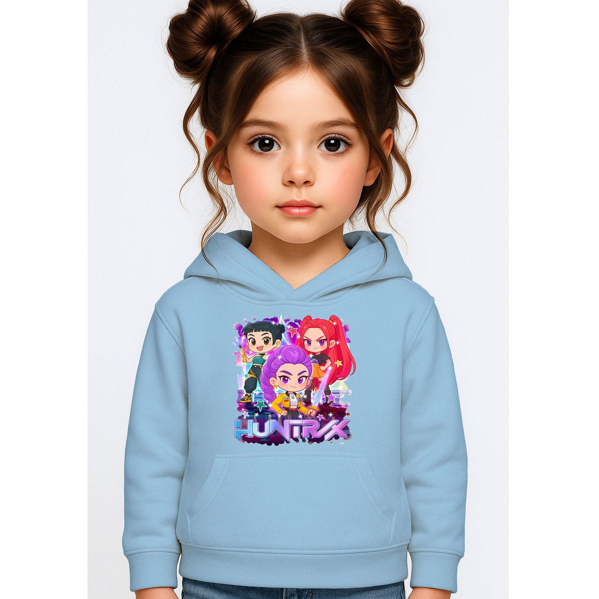 BLUZA DZIECIĘCA KPOP DEMON HUNTERS HUNTRIX 134-140 Z KAPTUREM BAWEŁNIANA