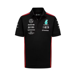Koszulka polo męska Team Black Mercedes AMG F1 2023 - Odzież do sportów motorowych - miniaturka - grafika 1