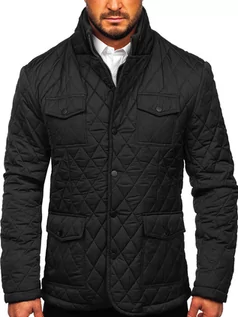 Kurtki męskie - Czarna elegancka kurtka męska pikowana Denley 802 - grafika 1