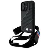 Etui i futerały do telefonów - BMW BMHCP16S23PSCCK iPhone 16 6.1"        czarny/black hardcase M Edition Carbon Stripe & Strap - miniaturka - grafika 1