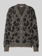 Swetry damskie - Kurtka z dzianiny z obszyciem sztucznym futrem model ‘FLYNN’ - miniaturka - grafika 1