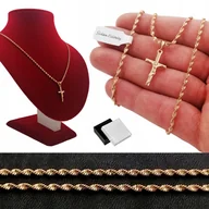 Biżuteria dla dzieci - Złoty Łańcuszek Singapu 60 Cm + Klasyczny Krzyżyk - miniaturka - grafika 1