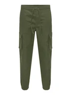 Spodnie męskie - ONLY & SONS Bojówki "Garda" w kolorze ciemnozielonym - miniaturka - grafika 1