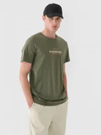 Koszulki sportowe męskie - Męski t-shirt z nadrukiem 4F 4FRAW24TTSHM2579 - oliwkowy/khaki - miniaturka - grafika 1