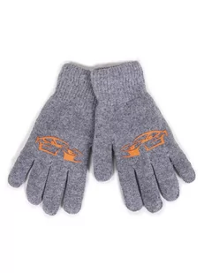 Rękawiczki Chłopięce Pięciopalczaste Dwuwarstwowe Szary Melanż Z Autem 18 Cm - Rękawiczki dla dzieci - miniaturka - grafika 1