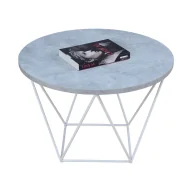 Ławy i stoliki kawowe - Nowoczesny stolik kawowy z metalowym stelażem beton N6-W87 - miniaturka - grafika 1