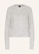 Swetry damskie - Boss Sweter Fleuretty Z Dodatkiem Alpaki grau - miniaturka - grafika 1