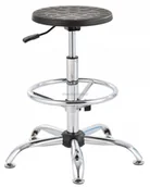 Fotele kosmetyczne - Taboret laboratoryjny wysoki - chrom, podstawa chromowana - miniaturka - grafika 1