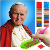 Malowanie po numerach - Haft Diamentowy ARTULIO, Obraz DIY 5D, Diamond Painting, Mozaika diamentowa 30x40cm (Papież Jan Paweł II) + zestaw akcesoriów - miniaturka - grafika 1