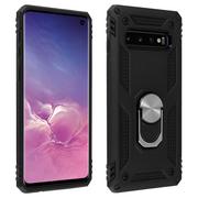 Etui i futerały do telefonów - Samsung Galaxy S10 Etui Bi Material Sztywny Miękki Magnetyczny Stojak z Pierścieniem Czarny - miniaturka - grafika 1