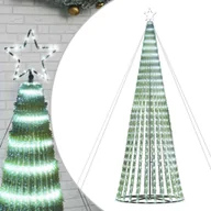 Choinki - vidaXL Stożkowa choinka z lampek, 1028 zimnych białych LED, 403 cm - miniaturka - grafika 1